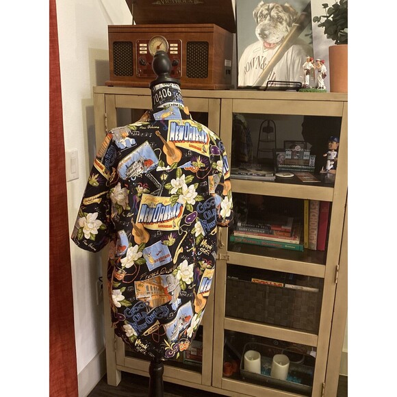 David Carey Original Men's L Hawaiian Print Bowling Shirt "Good Old New Orleans - Picture 4 of 5